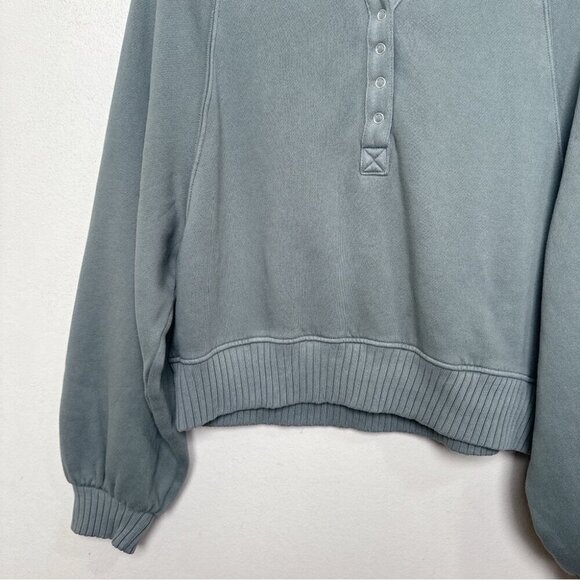 Aerie Womens Xsmall Quarter Snap Sweatshirt Royal Palm Color - Picture 8 of 16
